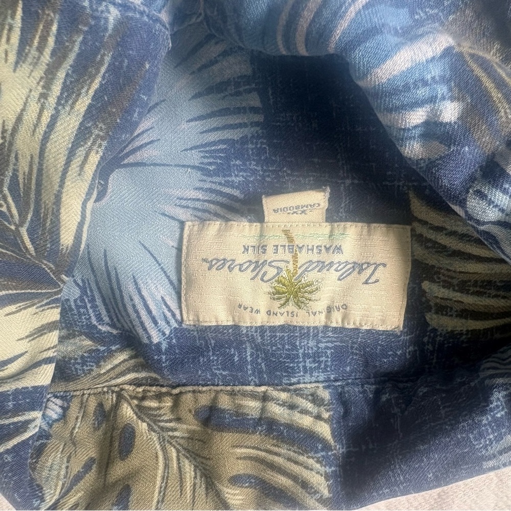 Vintage Y2K Silk Hawaiian Shirt Mens XXL Blue Tropical Aloha Camp Collar - Picture 4 of 8